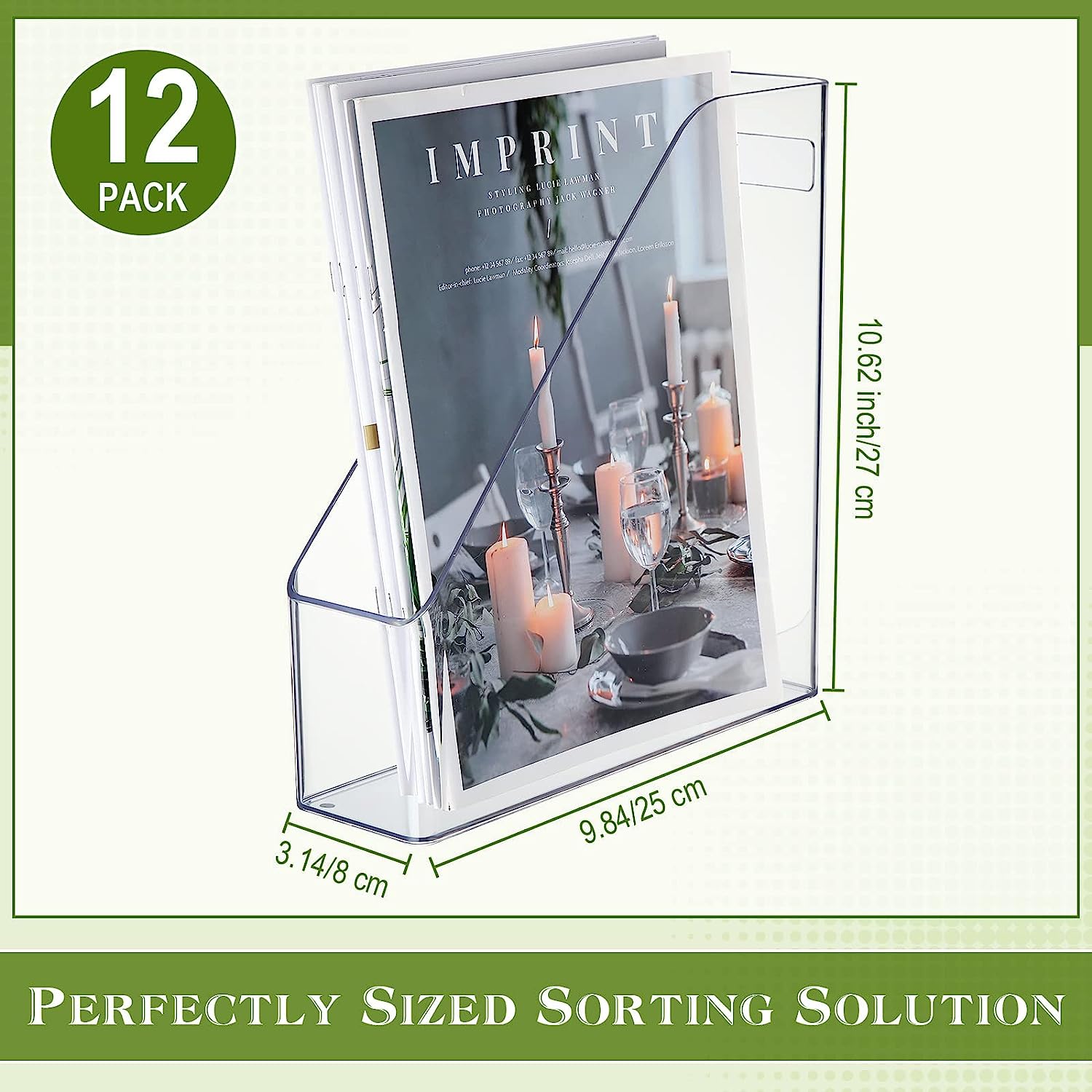 6 Pieces Clear Acrylic Magazine File Holder Plastic Desk Organizer with Handle Basics Vertical Magazine Rack Desk Folder Document Storage Organizer for Office Home School Work Study Desktop Supplies - Image 3